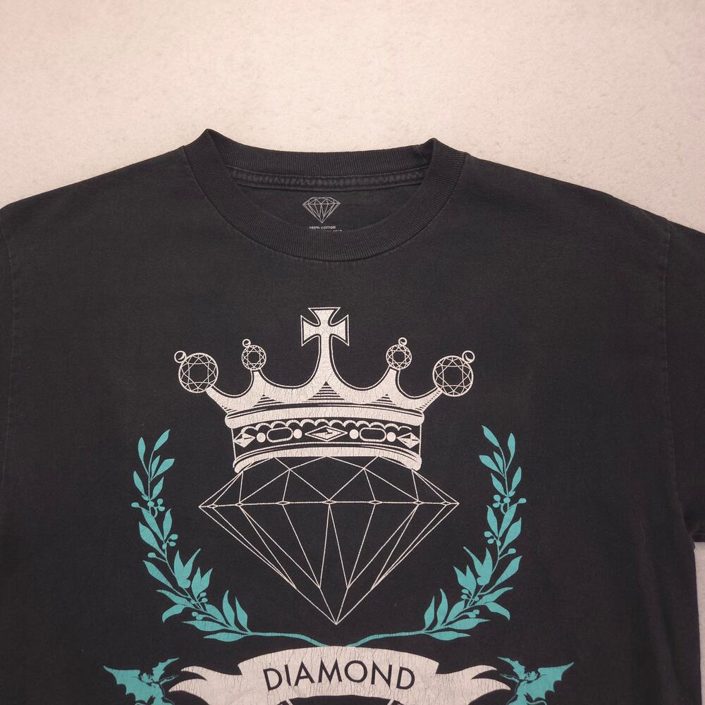 Diamond Graphic Crew Neck Short Sleeve T Shirt Mens Size Medium M Black 16404